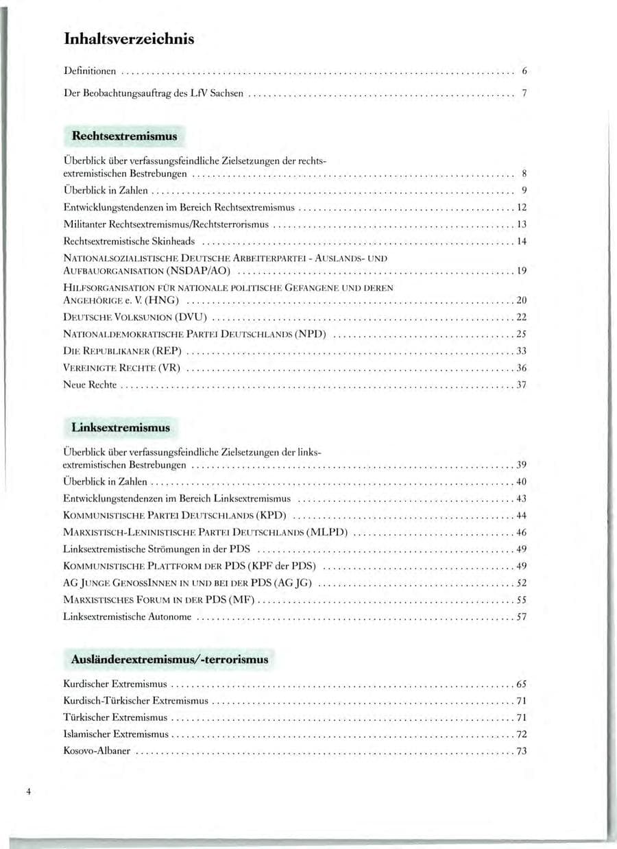 Seite 5 des Verfassungsschutzbericht 1998 Sachsen