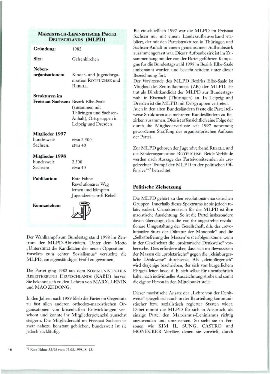 Seite 47 des Verfassungsschutzbericht 1998 Sachsen