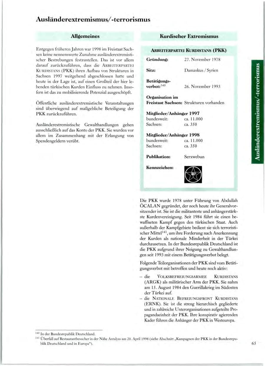 Seite 62 des Verfassungsschutzbericht 1998 Sachsen