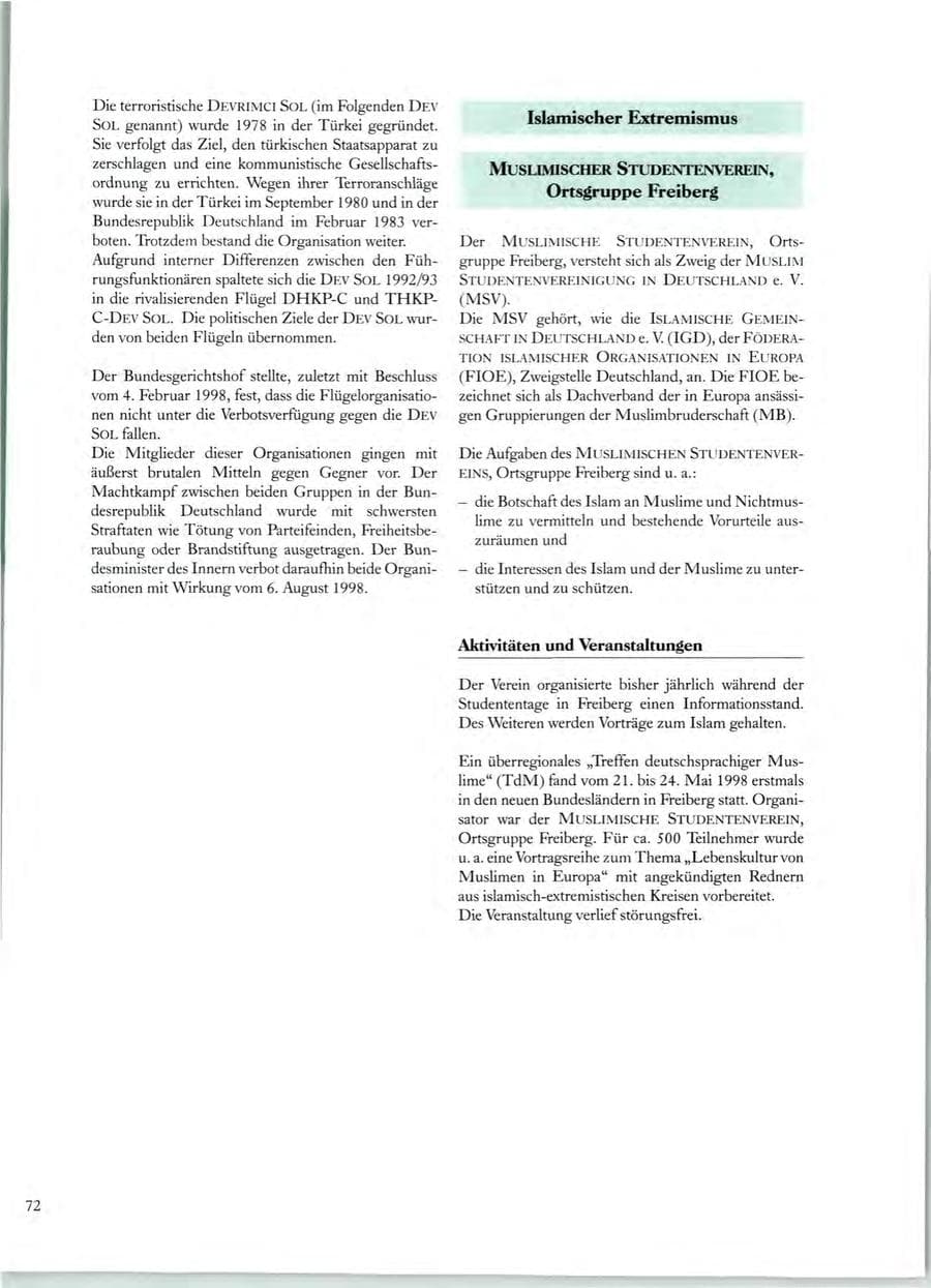 Seite 69 des Verfassungsschutzbericht 1998 Sachsen