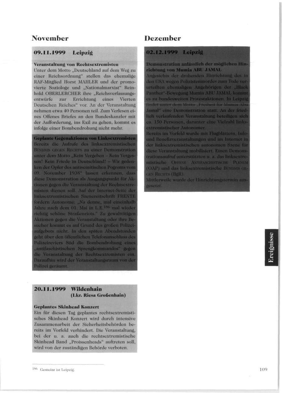 Seite 111 des Verfassungsschutzbericht 1999 Sachsen
