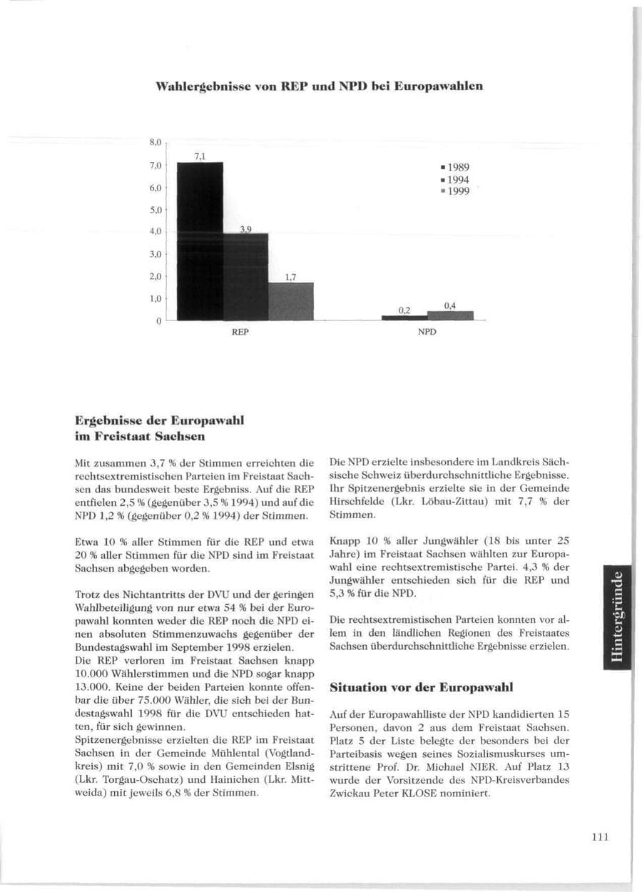 Seite 113 des Verfassungsschutzbericht 1999 Sachsen