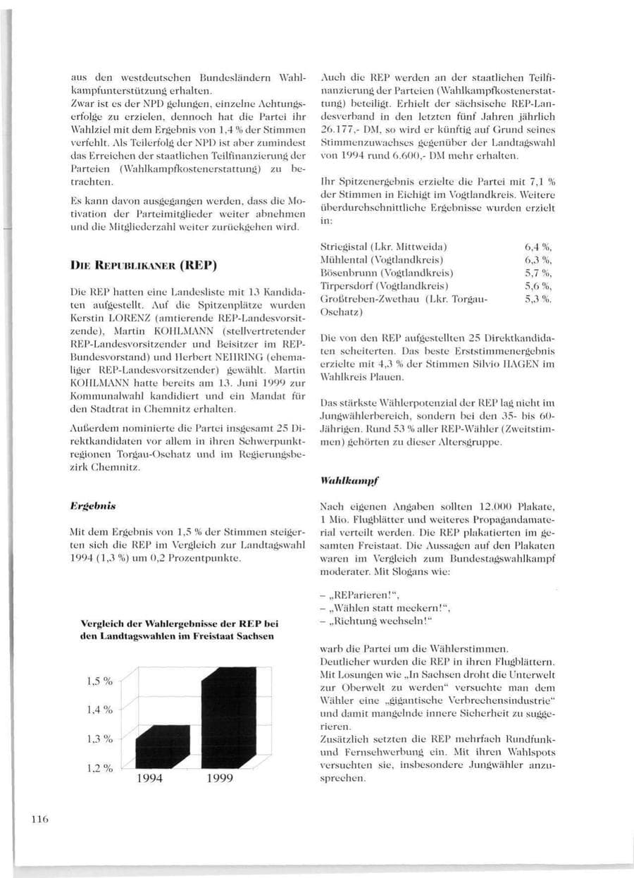 Seite 118 des Verfassungsschutzbericht 1999 Sachsen