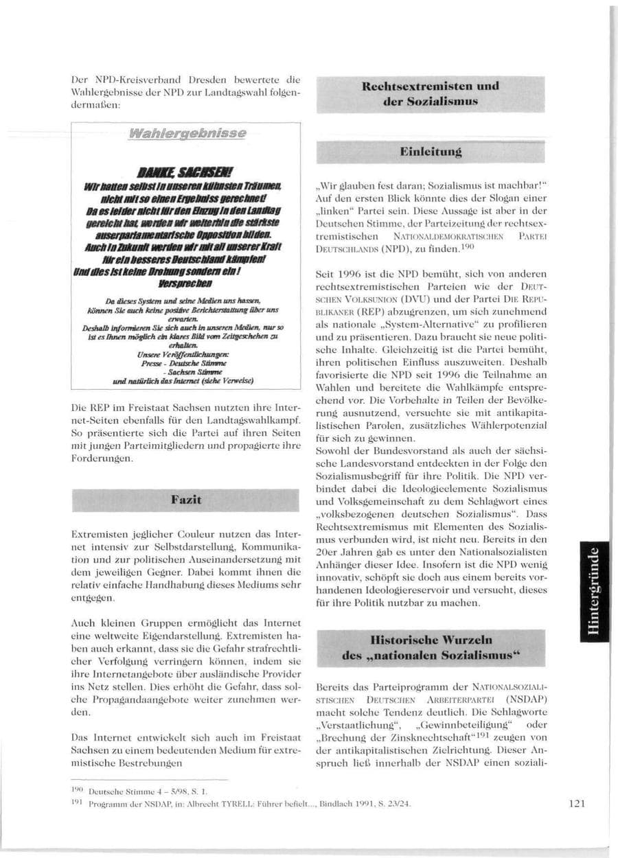 Seite 123 des Verfassungsschutzbericht 1999 Sachsen