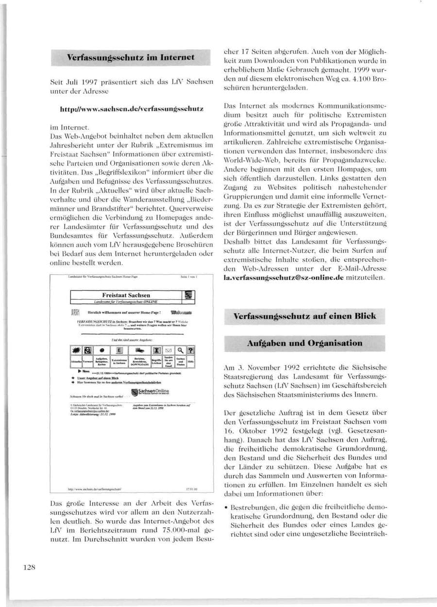 Seite 130 des Verfassungsschutzbericht 1999 Sachsen