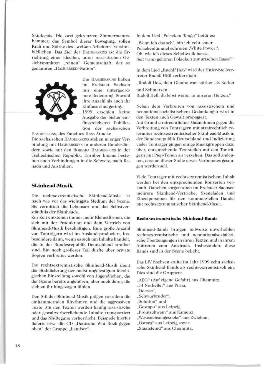 Seite 20 des Verfassungsschutzbericht 1999 Sachsen
