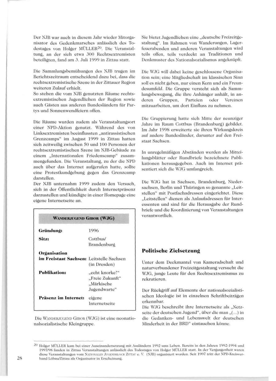 Seite 30 des Verfassungsschutzbericht 1999 Sachsen