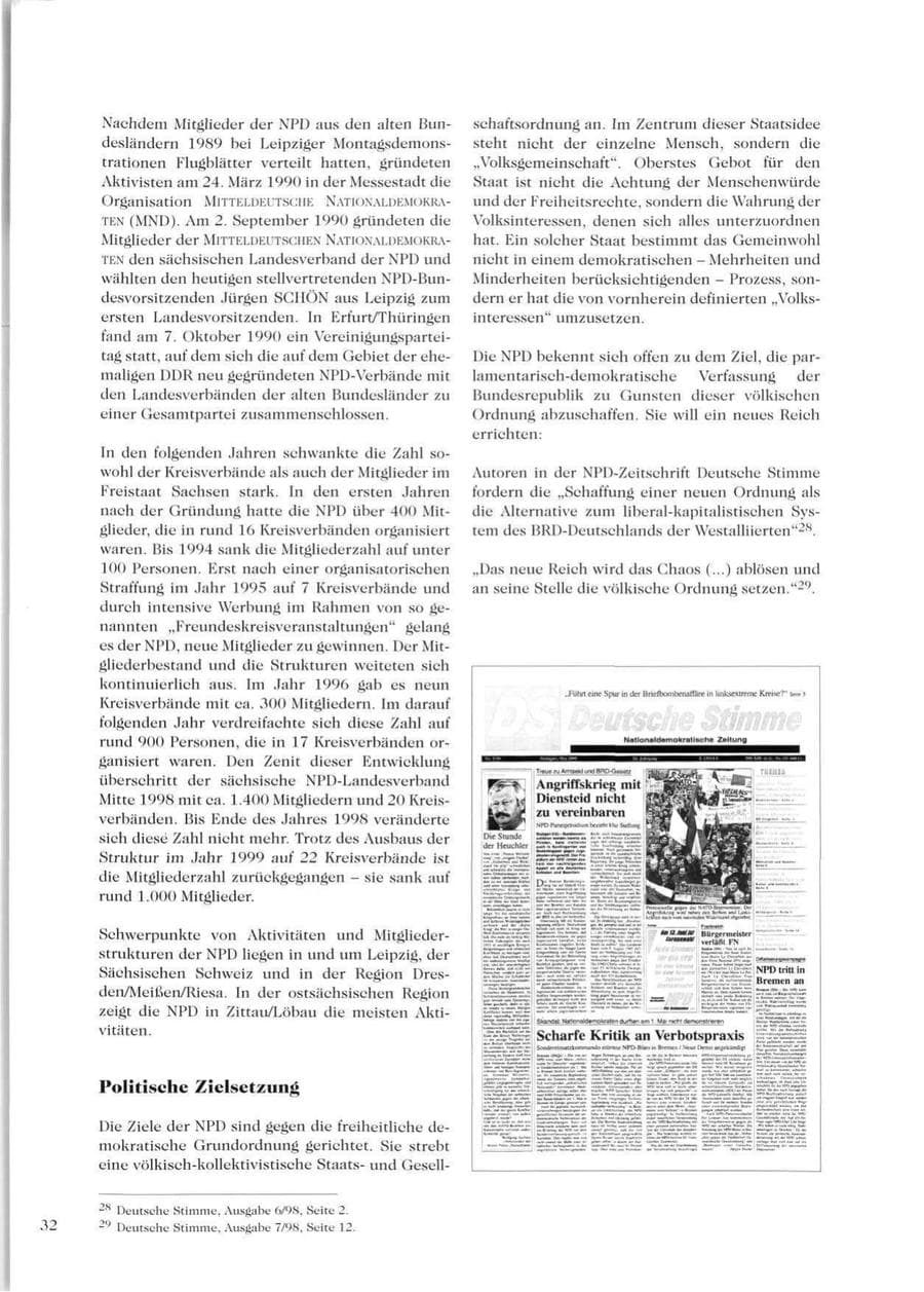 Seite 34 des Verfassungsschutzbericht 1999 Sachsen