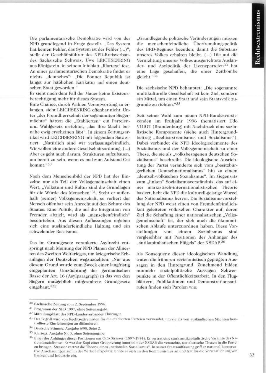 Seite 35 des Verfassungsschutzbericht 1999 Sachsen