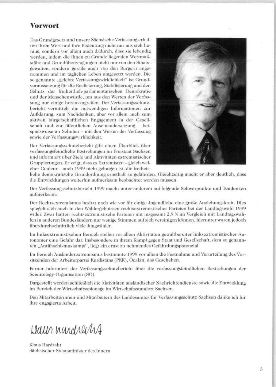 Seite 5 des Verfassungsschutzbericht 1999 Sachsen