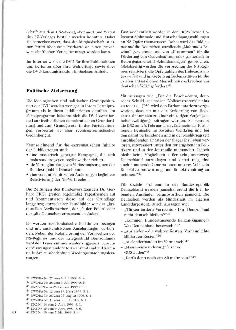 Seite 42 des Verfassungsschutzbericht 1999 Sachsen