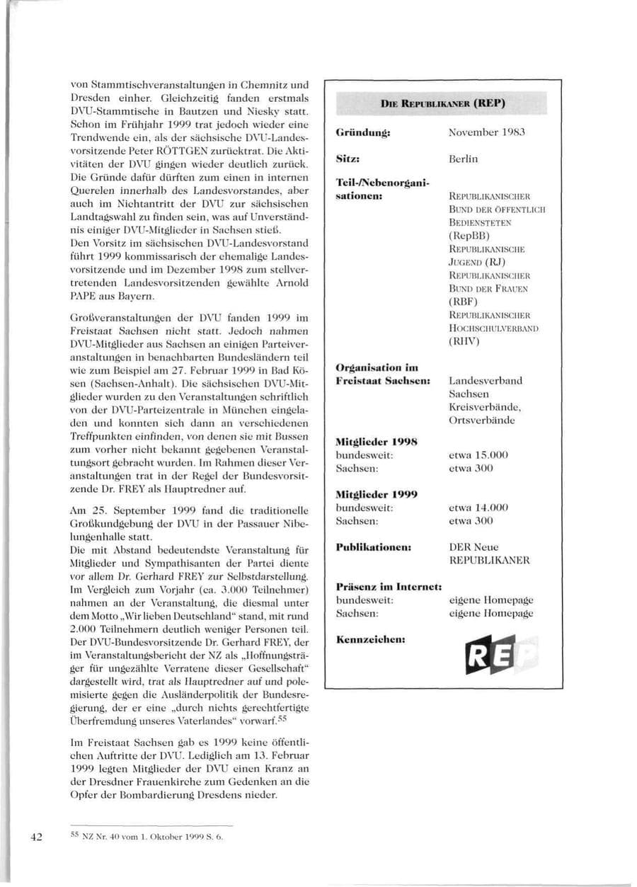 Seite 44 des Verfassungsschutzbericht 1999 Sachsen