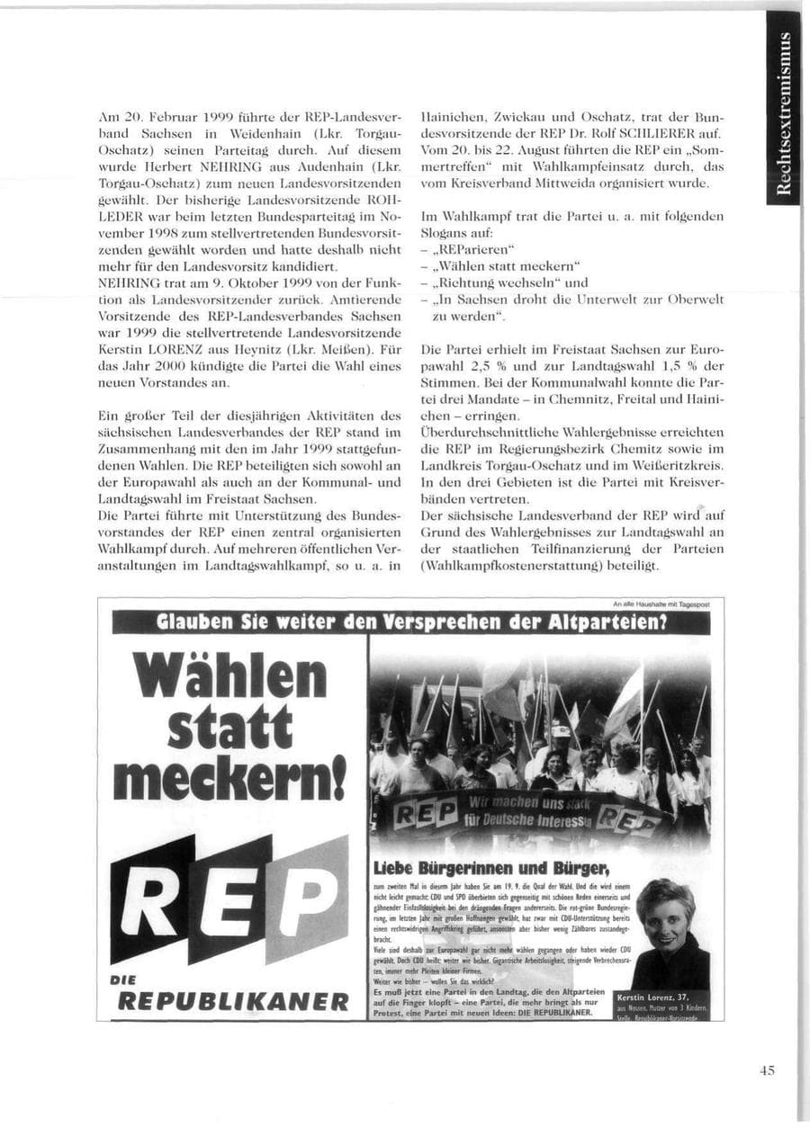 Seite 47 des Verfassungsschutzbericht 1999 Sachsen