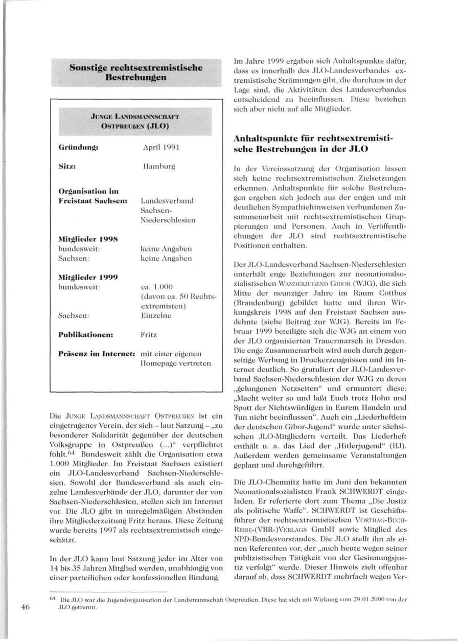 Seite 48 des Verfassungsschutzbericht 1999 Sachsen