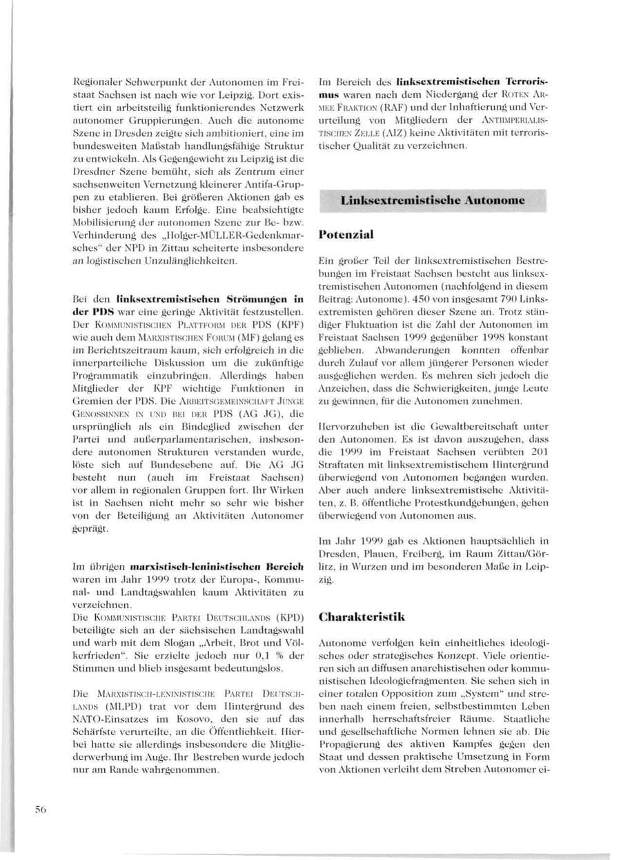 Seite 58 des Verfassungsschutzbericht 1999 Sachsen