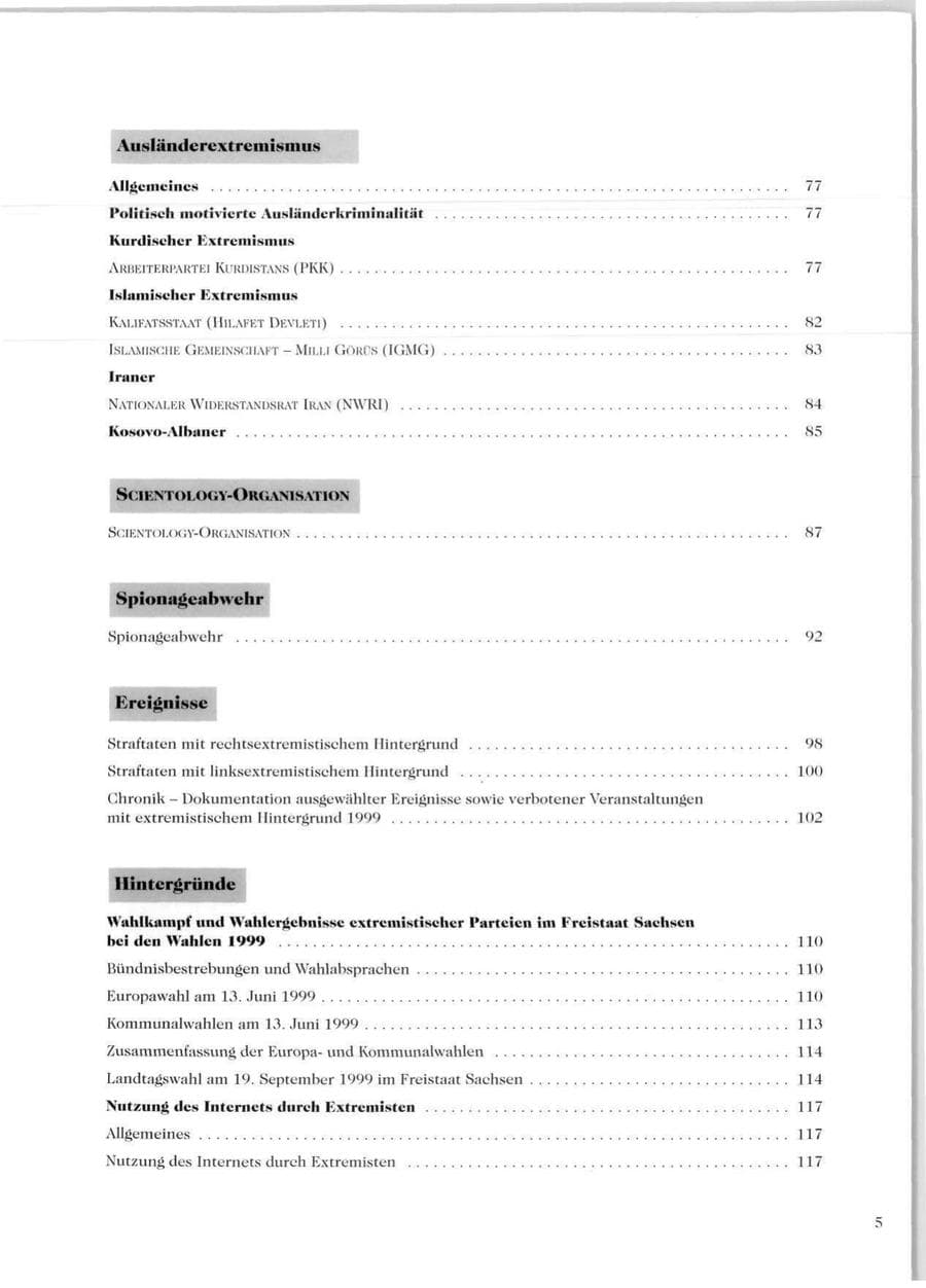 Seite 7 des Verfassungsschutzbericht 1999 Sachsen