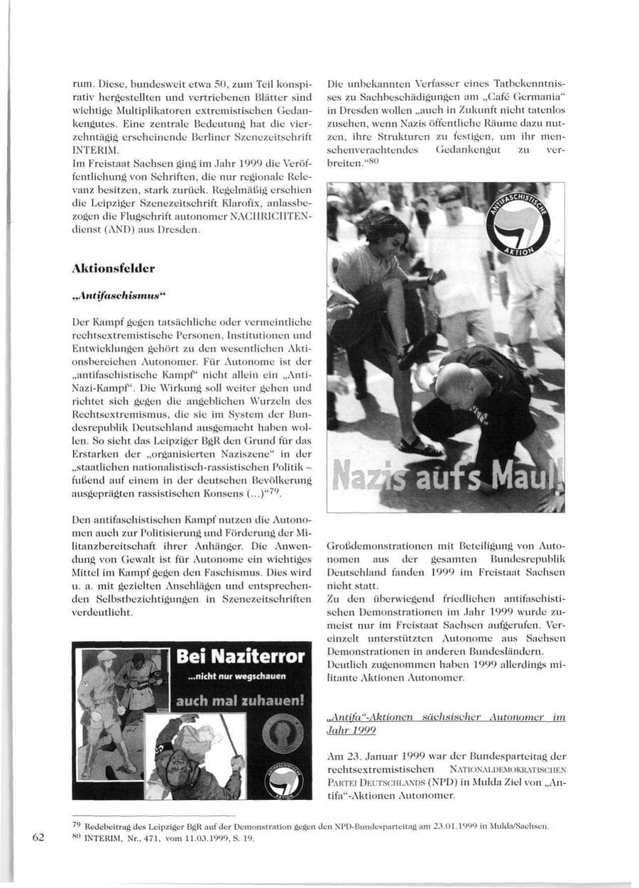 Seite 64 des Verfassungsschutzbericht 1999 Sachsen