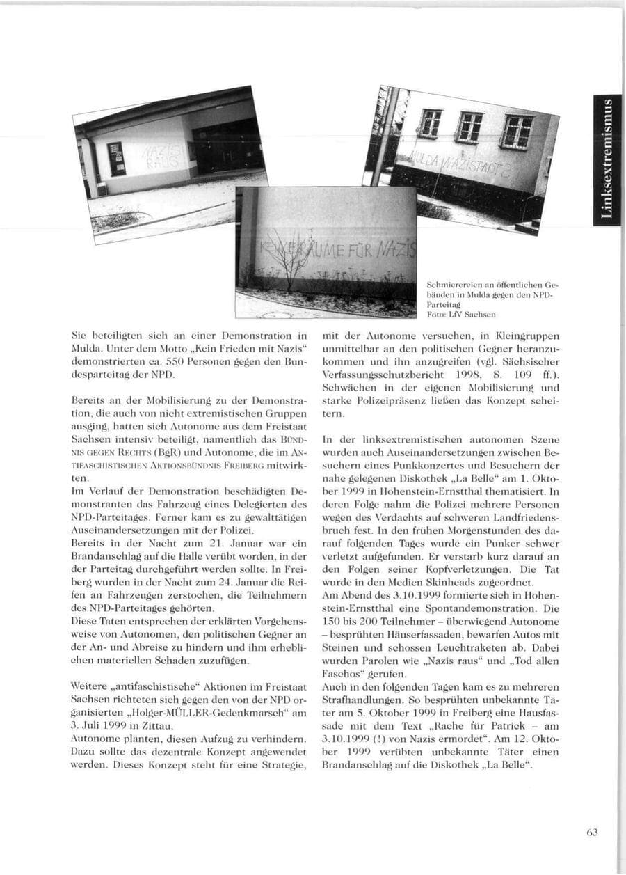 Seite 65 des Verfassungsschutzbericht 1999 Sachsen