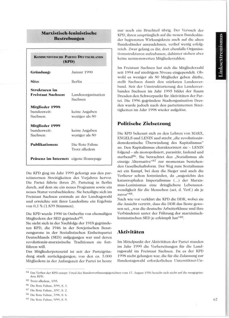 Seite 69 des Verfassungsschutzbericht 1999 Sachsen
