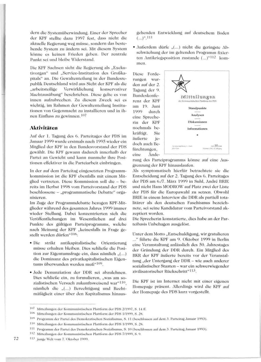 Seite 74 des Verfassungsschutzbericht 1999 Sachsen