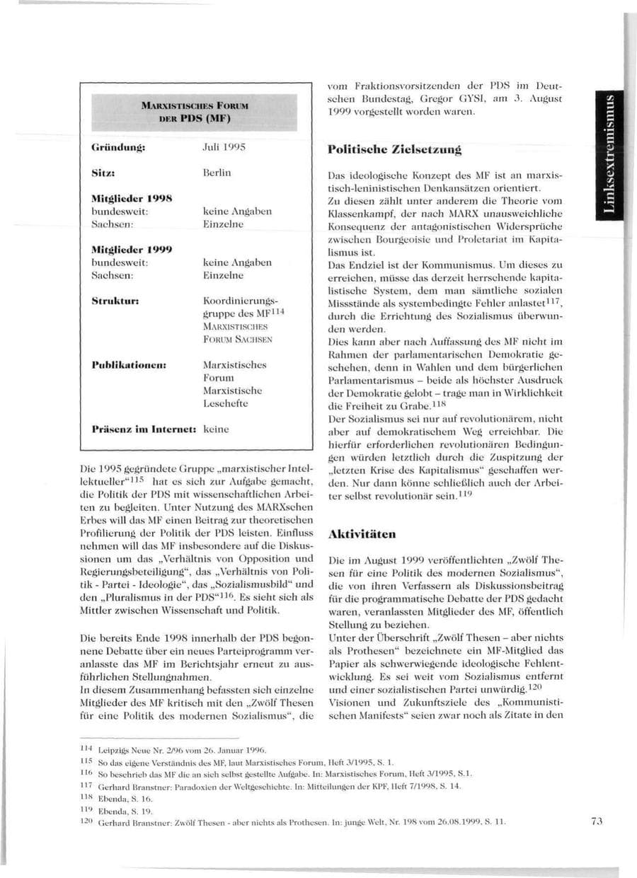 Seite 75 des Verfassungsschutzbericht 1999 Sachsen