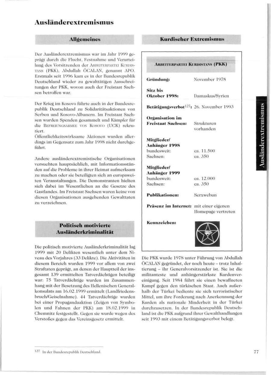 Seite 79 des Verfassungsschutzbericht 1999 Sachsen