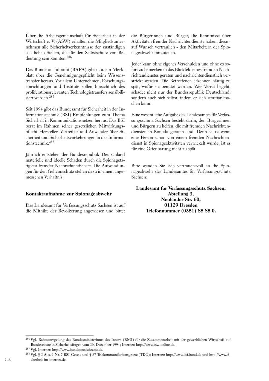 Seite 110 des Verfassungsschutzbericht 2000 Sachsen