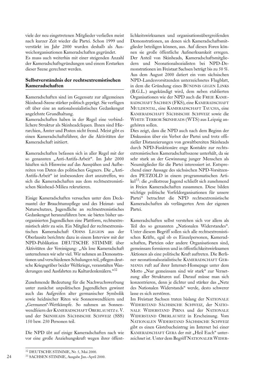 Seite 24 des Verfassungsschutzbericht 2000 Sachsen
