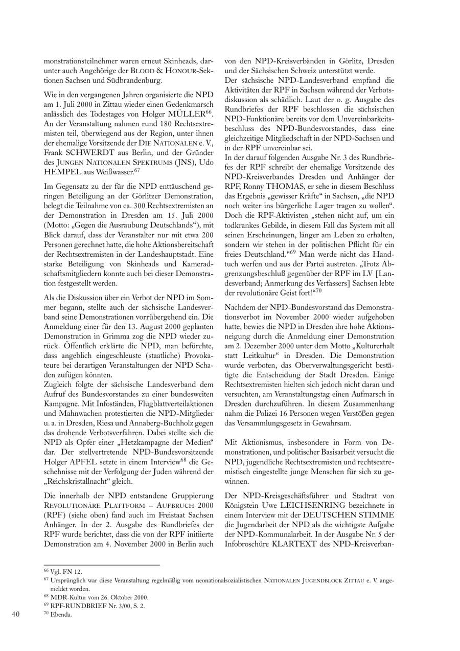 Seite 40 des Verfassungsschutzbericht 2000 Sachsen