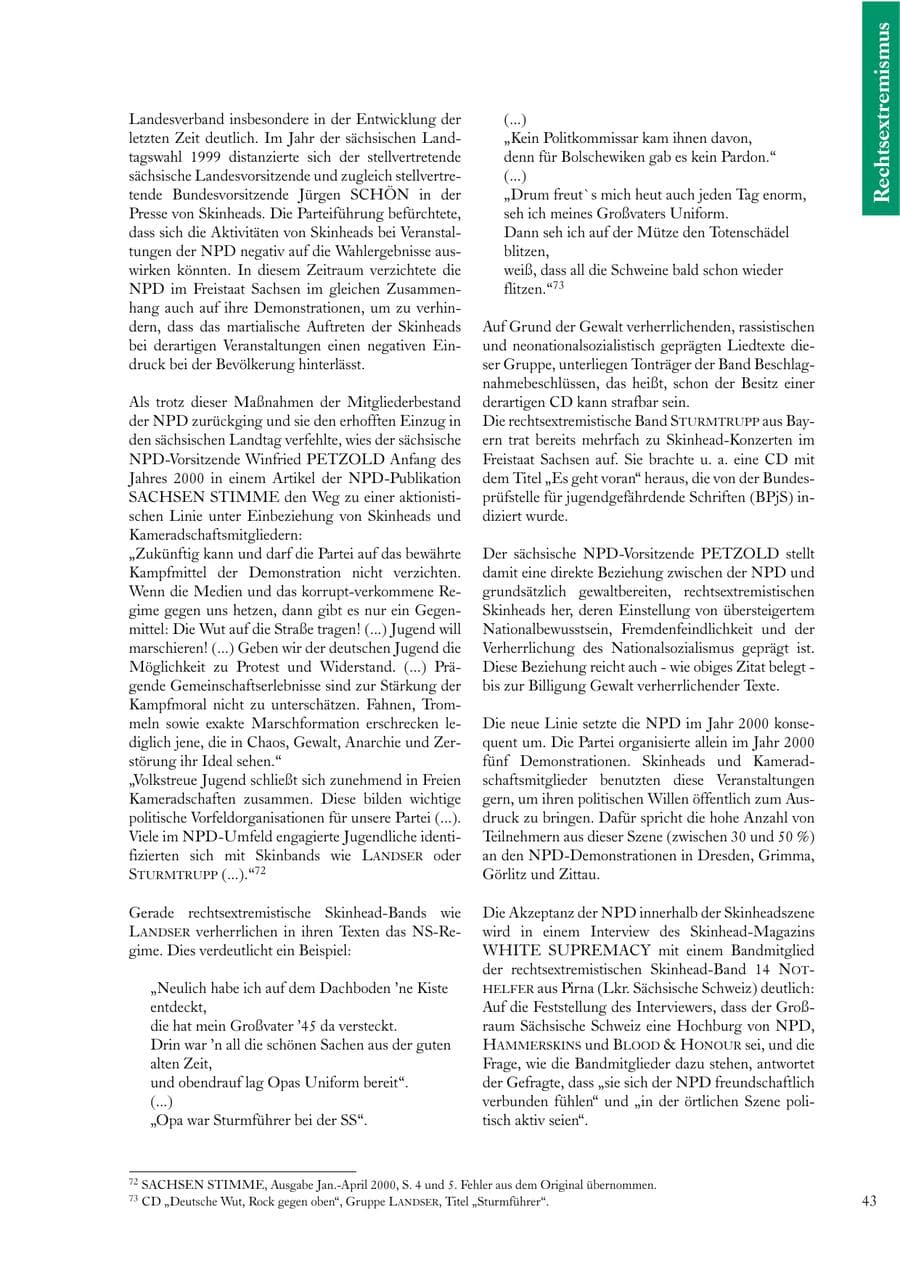 Seite 43 des Verfassungsschutzbericht 2000 Sachsen