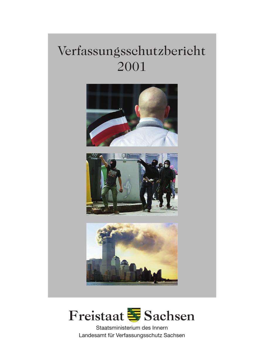 Seite 1 des Verfassungsschutzbericht 2001 Sachsen