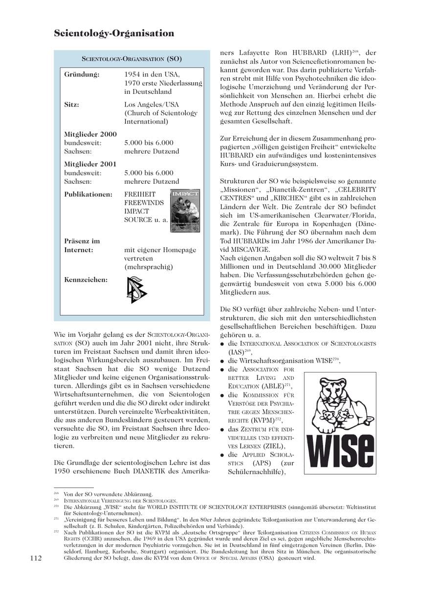 Seite 114 des Verfassungsschutzbericht 2001 Sachsen