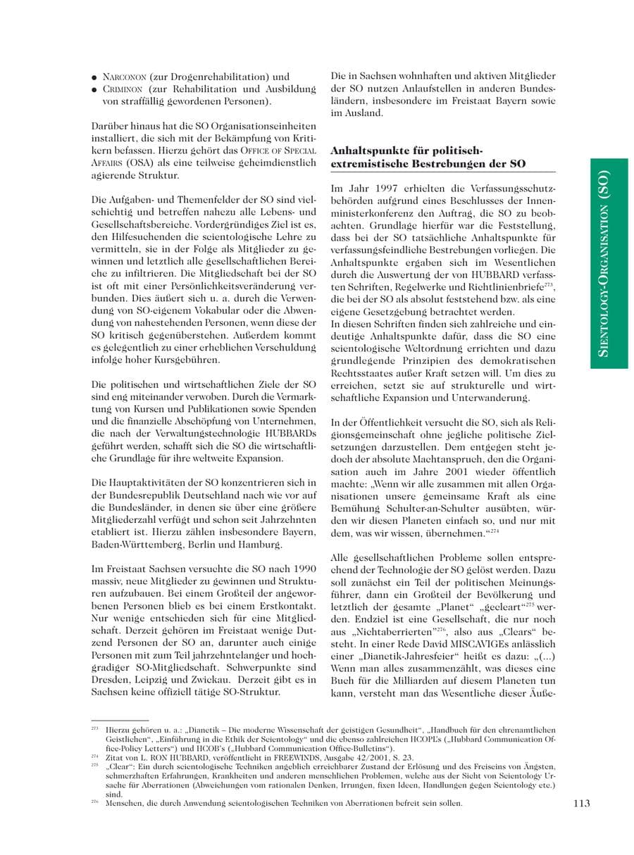 Seite 115 des Verfassungsschutzbericht 2001 Sachsen