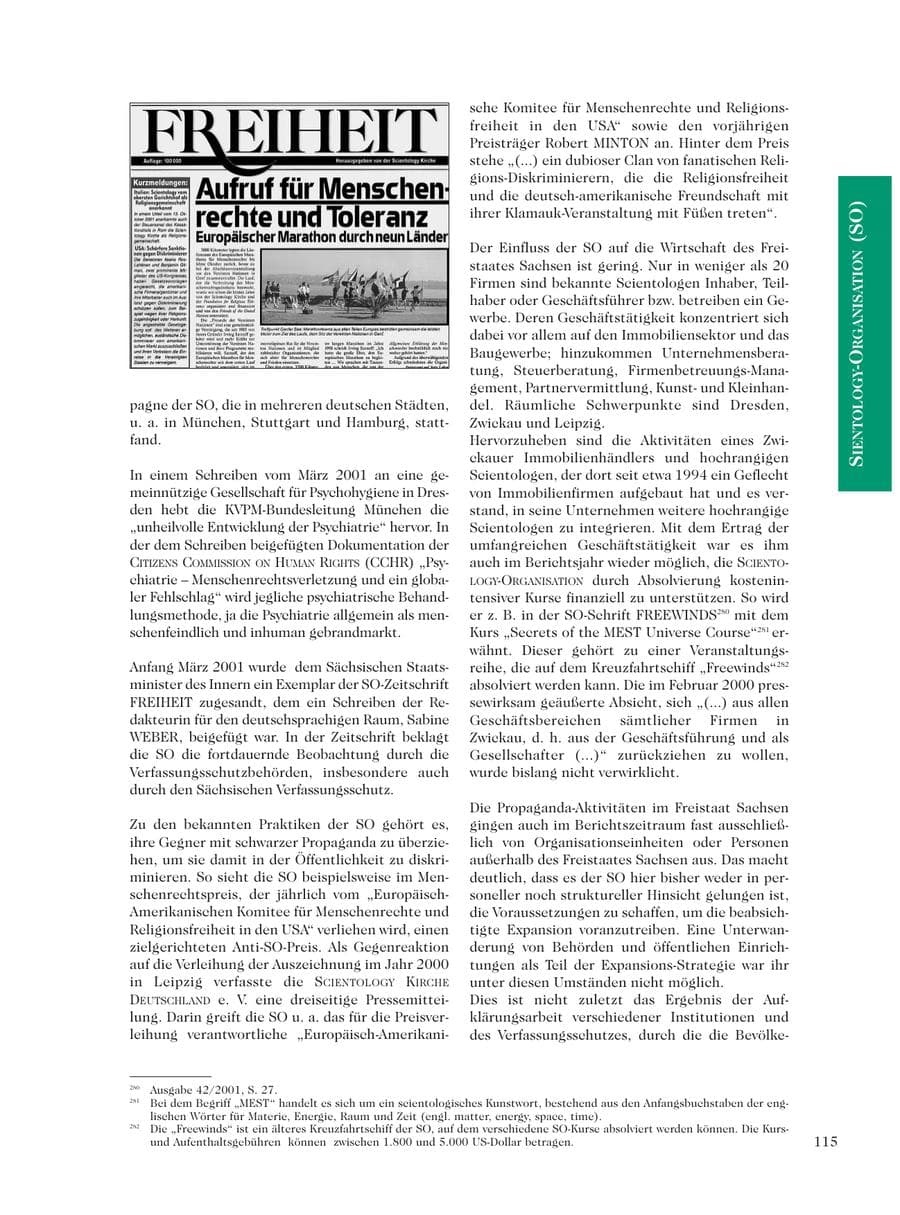 Seite 117 des Verfassungsschutzbericht 2001 Sachsen