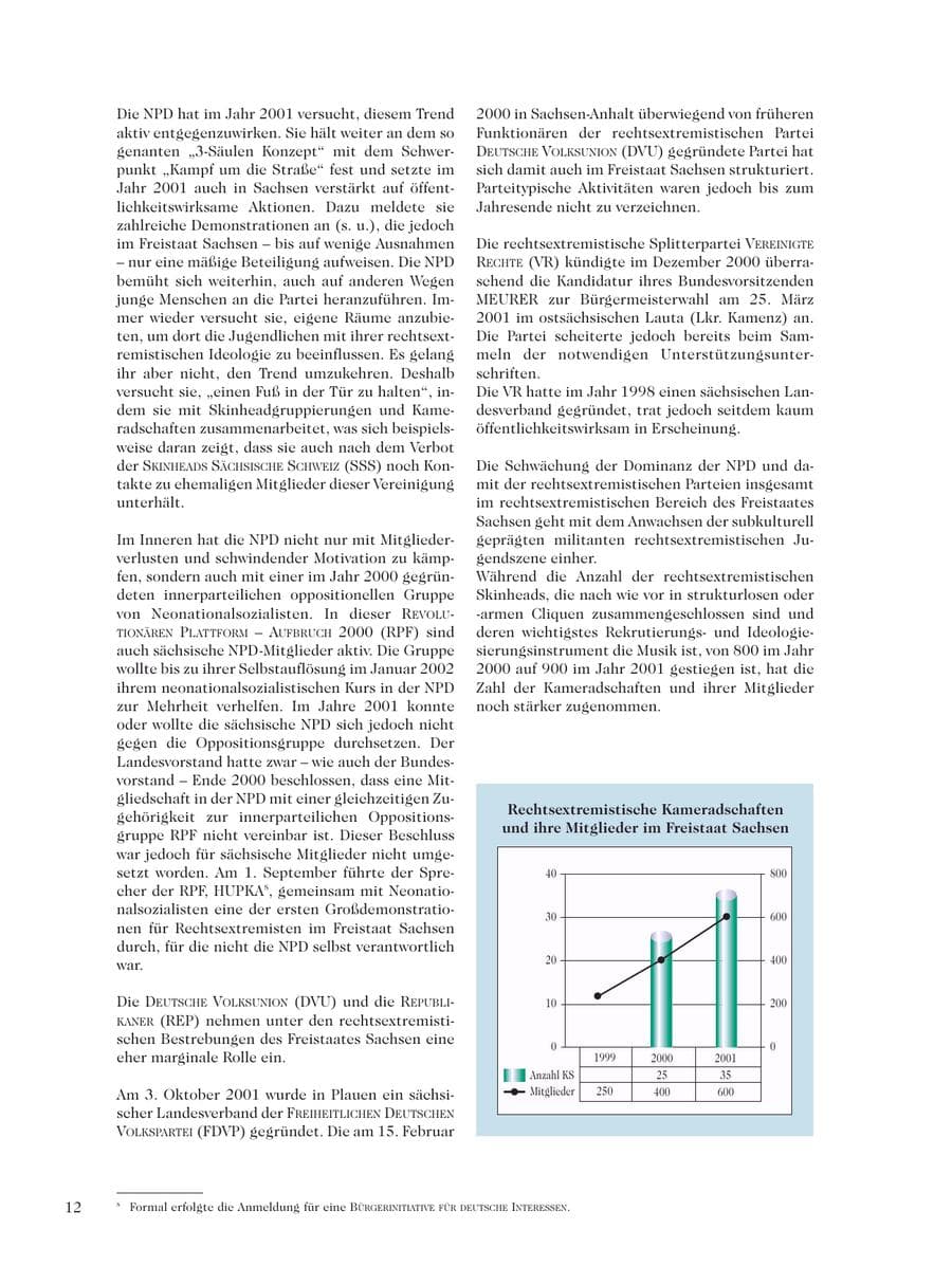 Seite 14 des Verfassungsschutzbericht 2001 Sachsen
