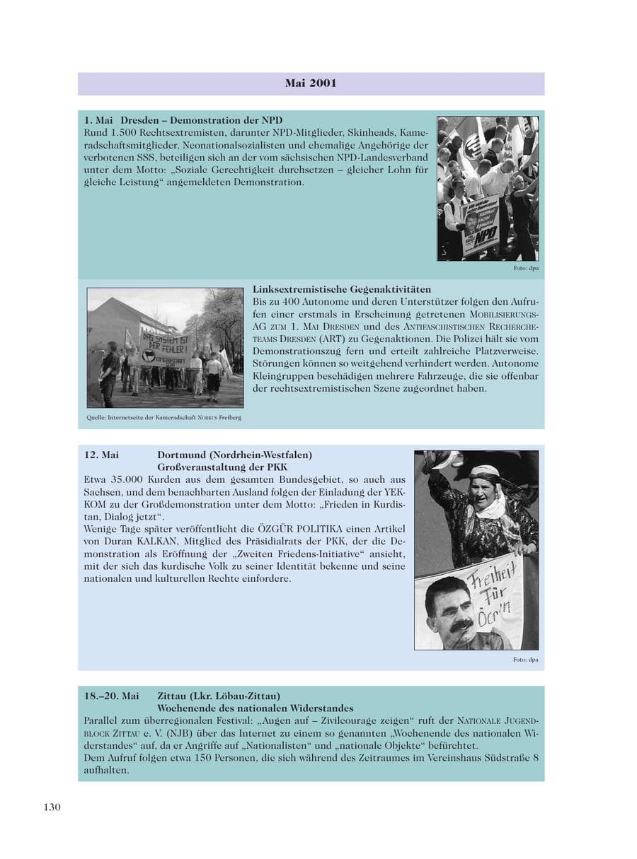 Seite 132 des Verfassungsschutzbericht 2001 Sachsen