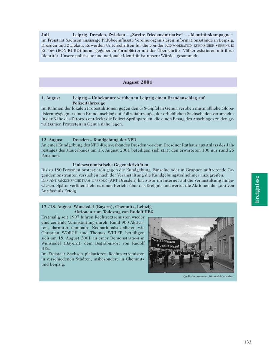 Seite 135 des Verfassungsschutzbericht 2001 Sachsen
