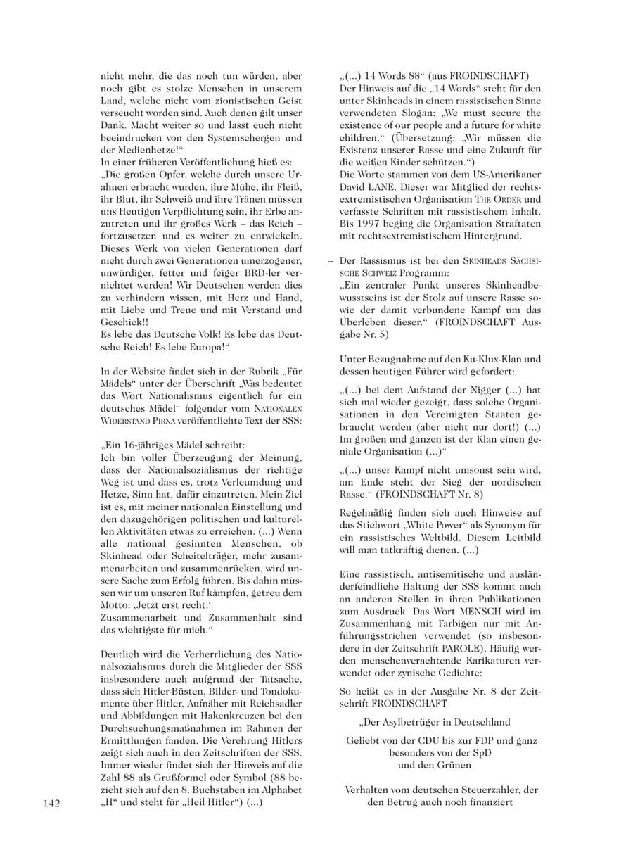 Seite 144 des Verfassungsschutzbericht 2001 Sachsen