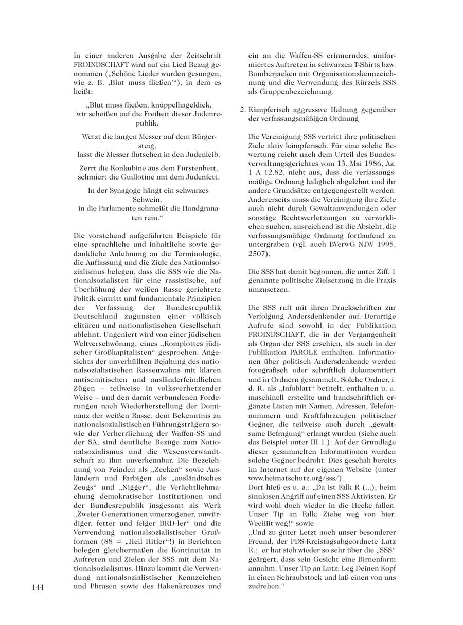 Seite 146 des Verfassungsschutzbericht 2001 Sachsen