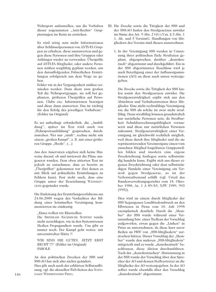 Seite 148 des Verfassungsschutzbericht 2001 Sachsen
