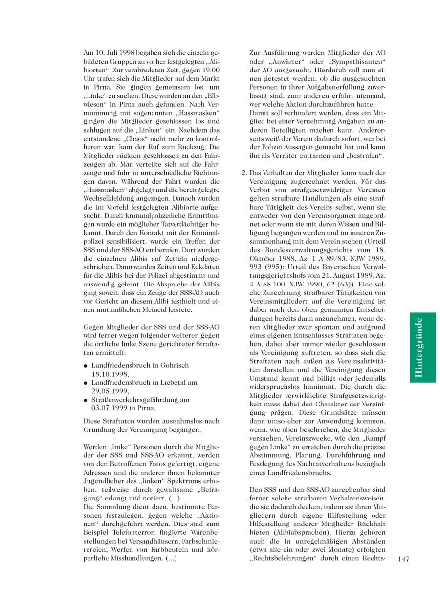 Seite 149 des Verfassungsschutzbericht 2001 Sachsen