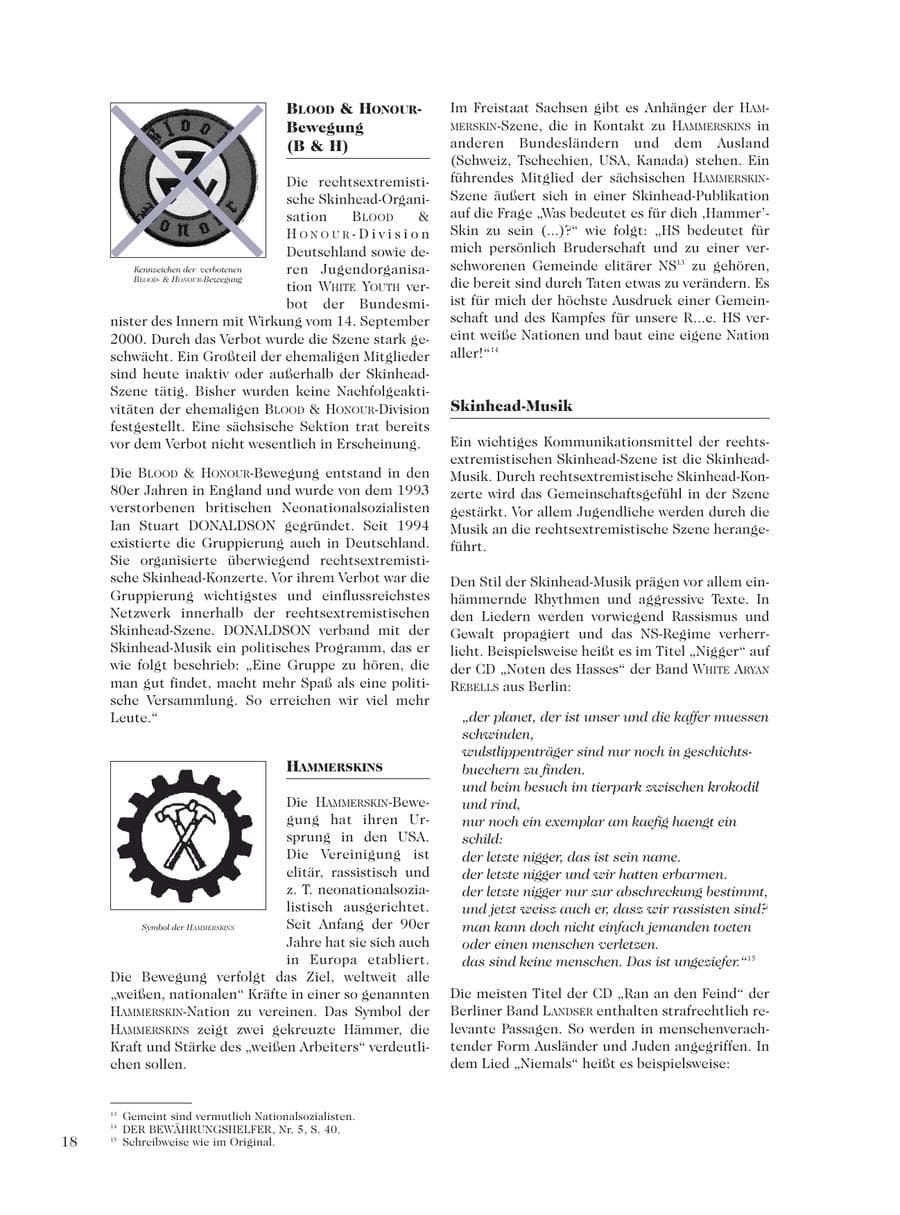 Seite 20 des Verfassungsschutzbericht 2001 Sachsen