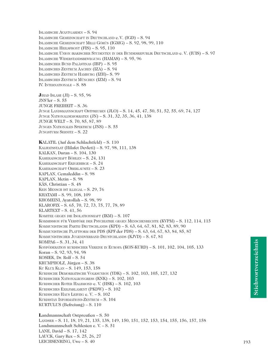 Seite 195 des Verfassungsschutzbericht 2001 Sachsen