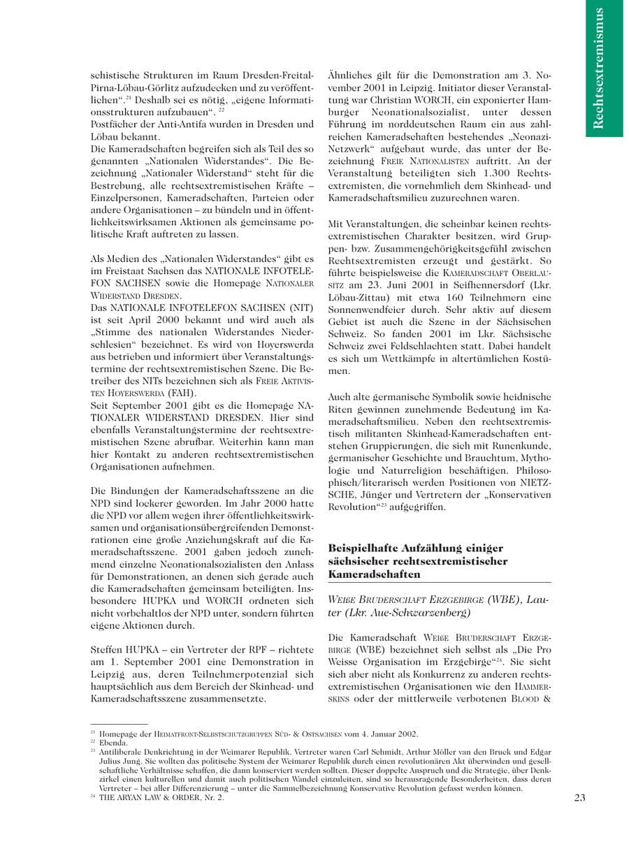 Seite 25 des Verfassungsschutzbericht 2001 Sachsen