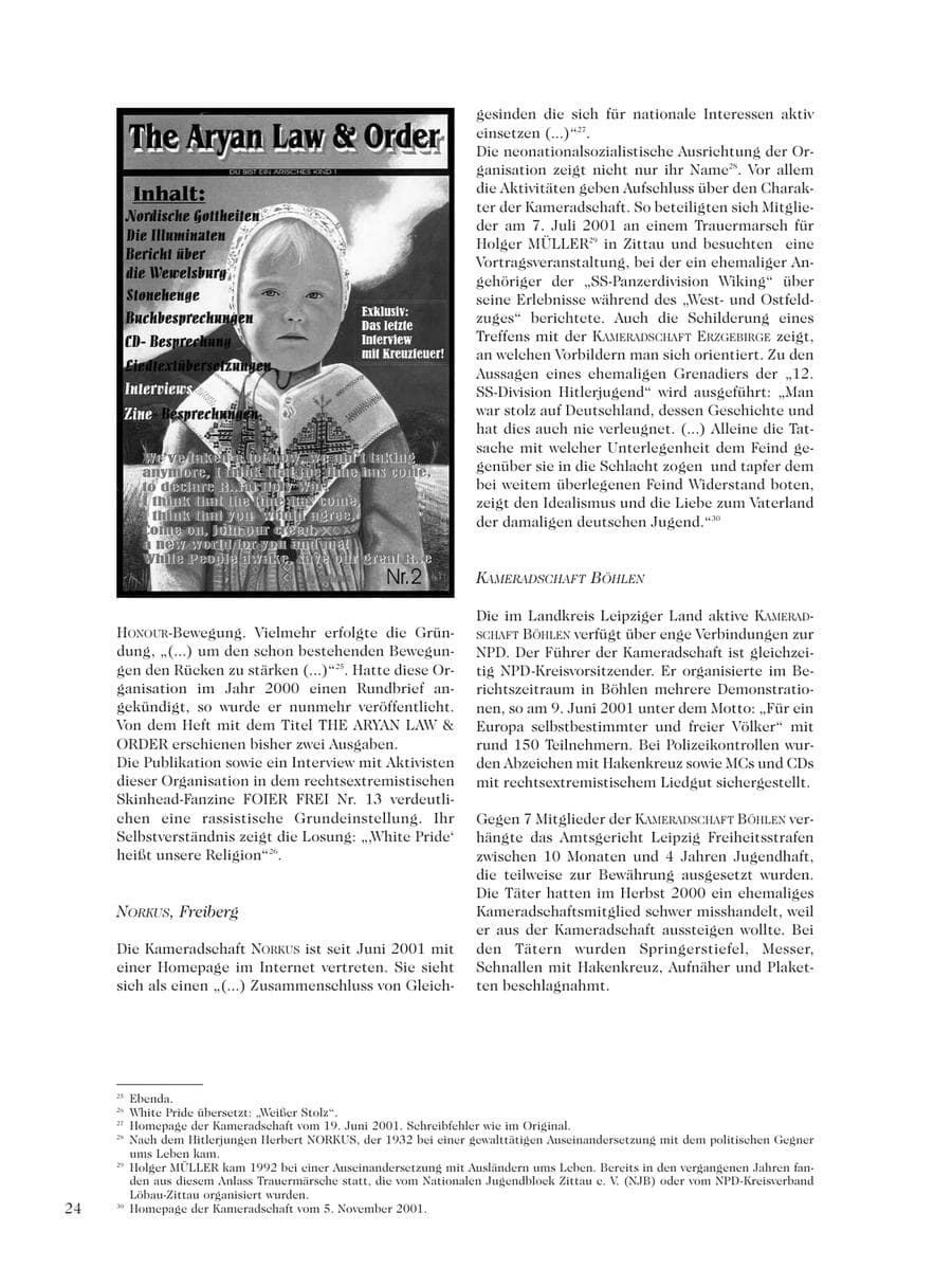 Seite 26 des Verfassungsschutzbericht 2001 Sachsen