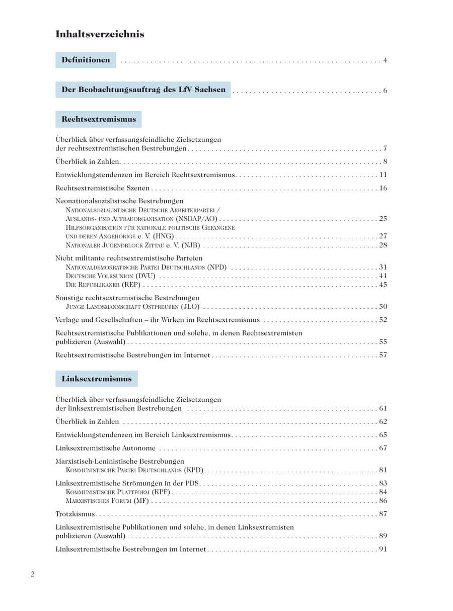 Seite 4 des Verfassungsschutzbericht 2001 Sachsen
