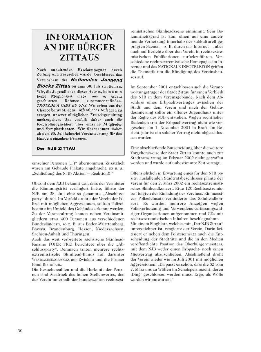 Seite 32 des Verfassungsschutzbericht 2001 Sachsen