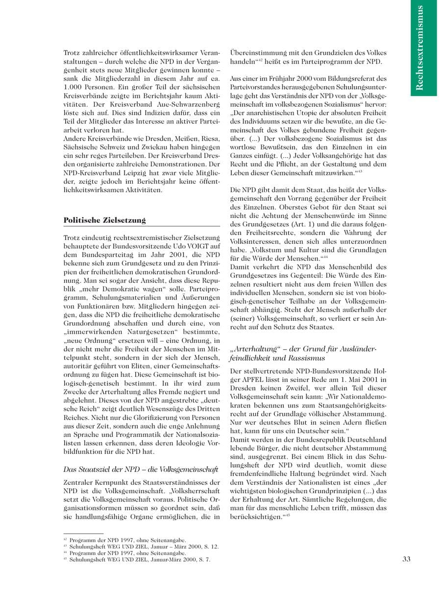 Seite 35 des Verfassungsschutzbericht 2001 Sachsen