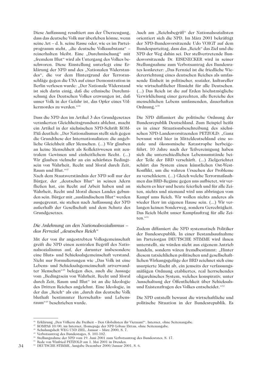 Seite 36 des Verfassungsschutzbericht 2001 Sachsen