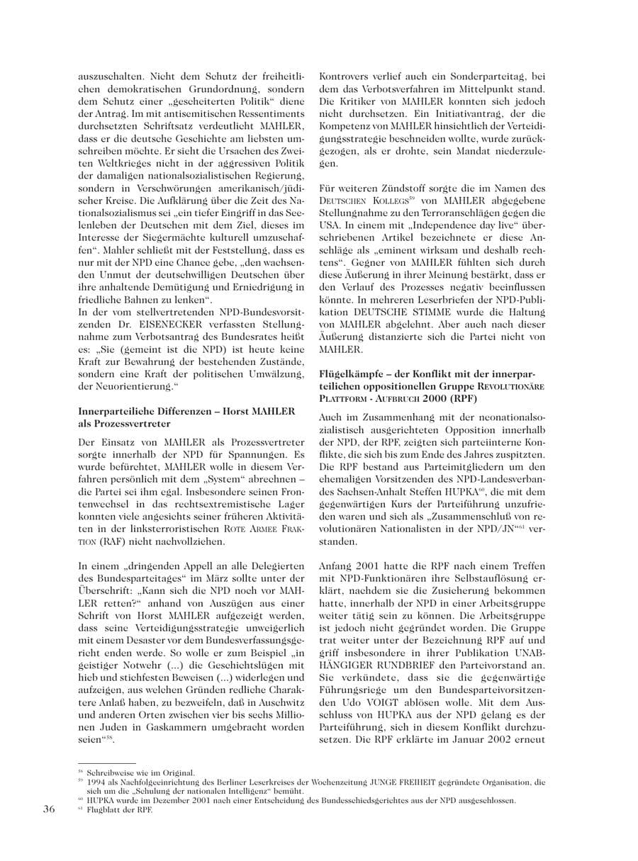 Seite 38 des Verfassungsschutzbericht 2001 Sachsen